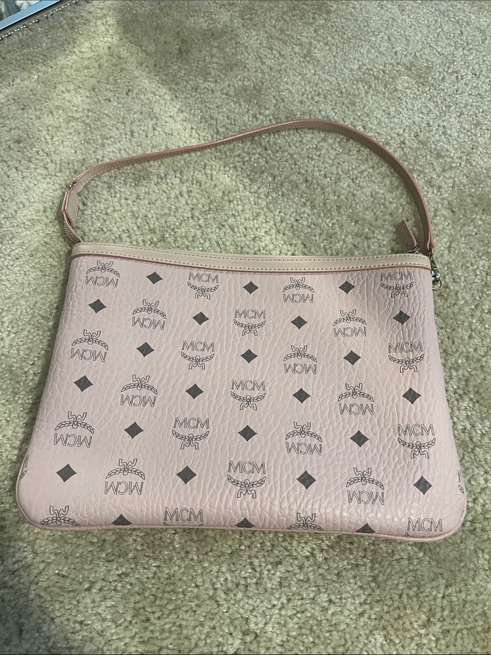 NWOT MCM Pink Logo Large Wristlet/ purse